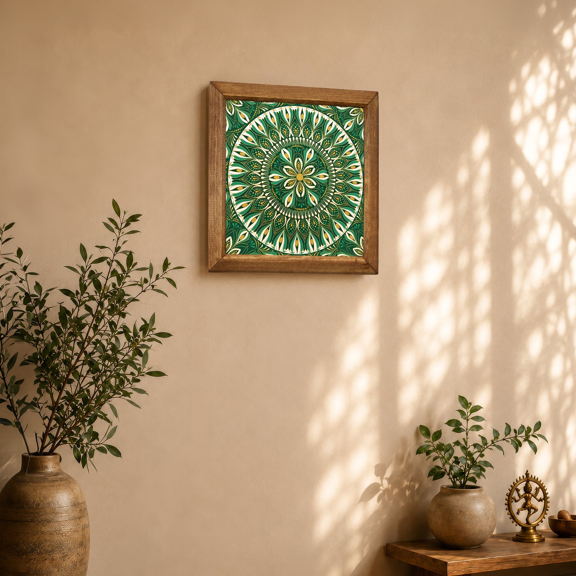 Emerald Floral Mandala Stone Wall Art
