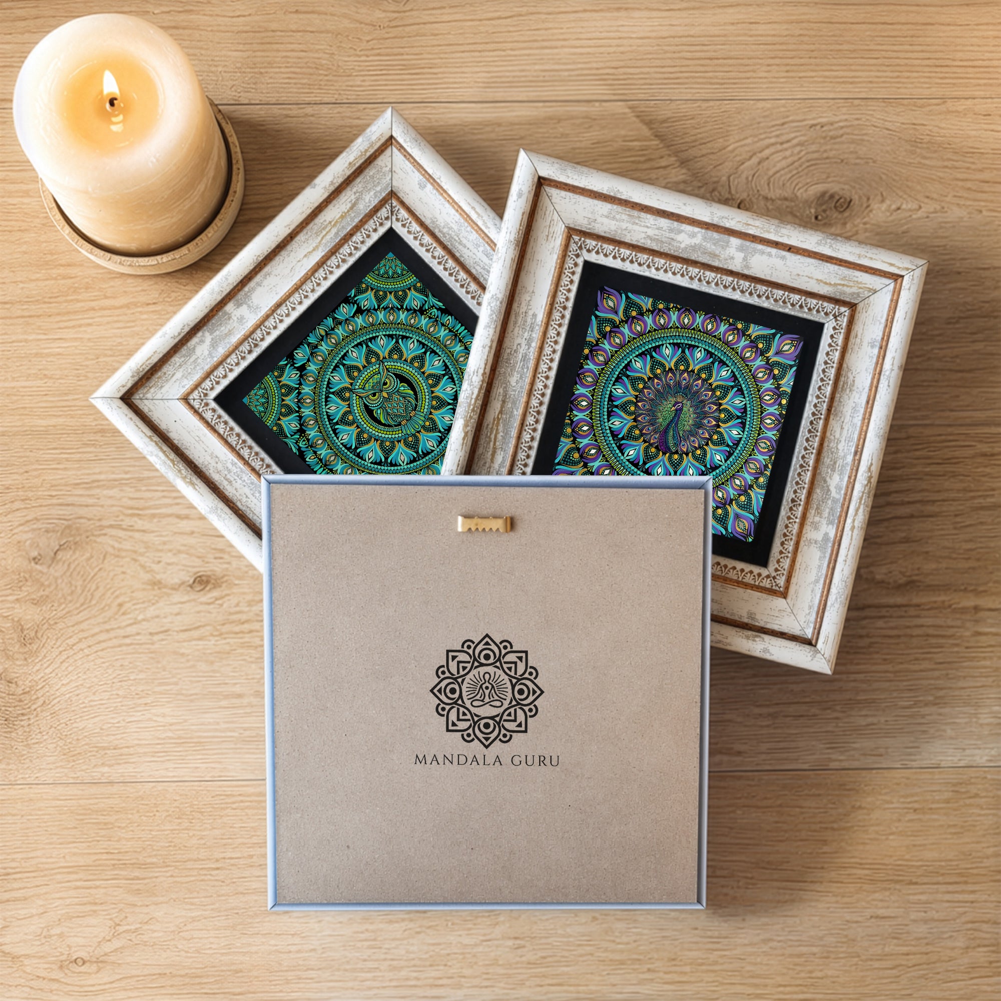 Peacock Turtle Owl Mandala Trio Wall Art