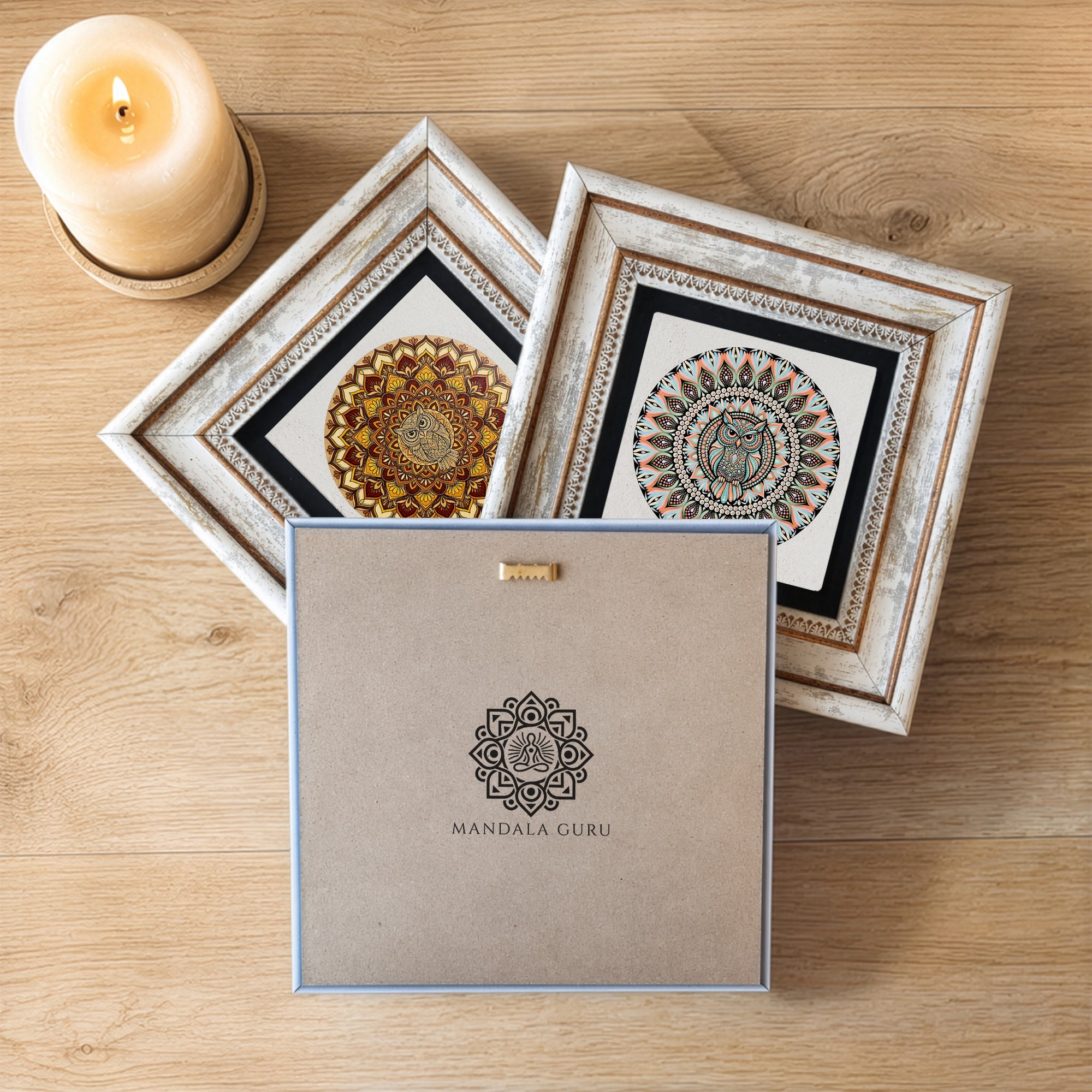 Wisdom Owl Mandala Trio Wall Art