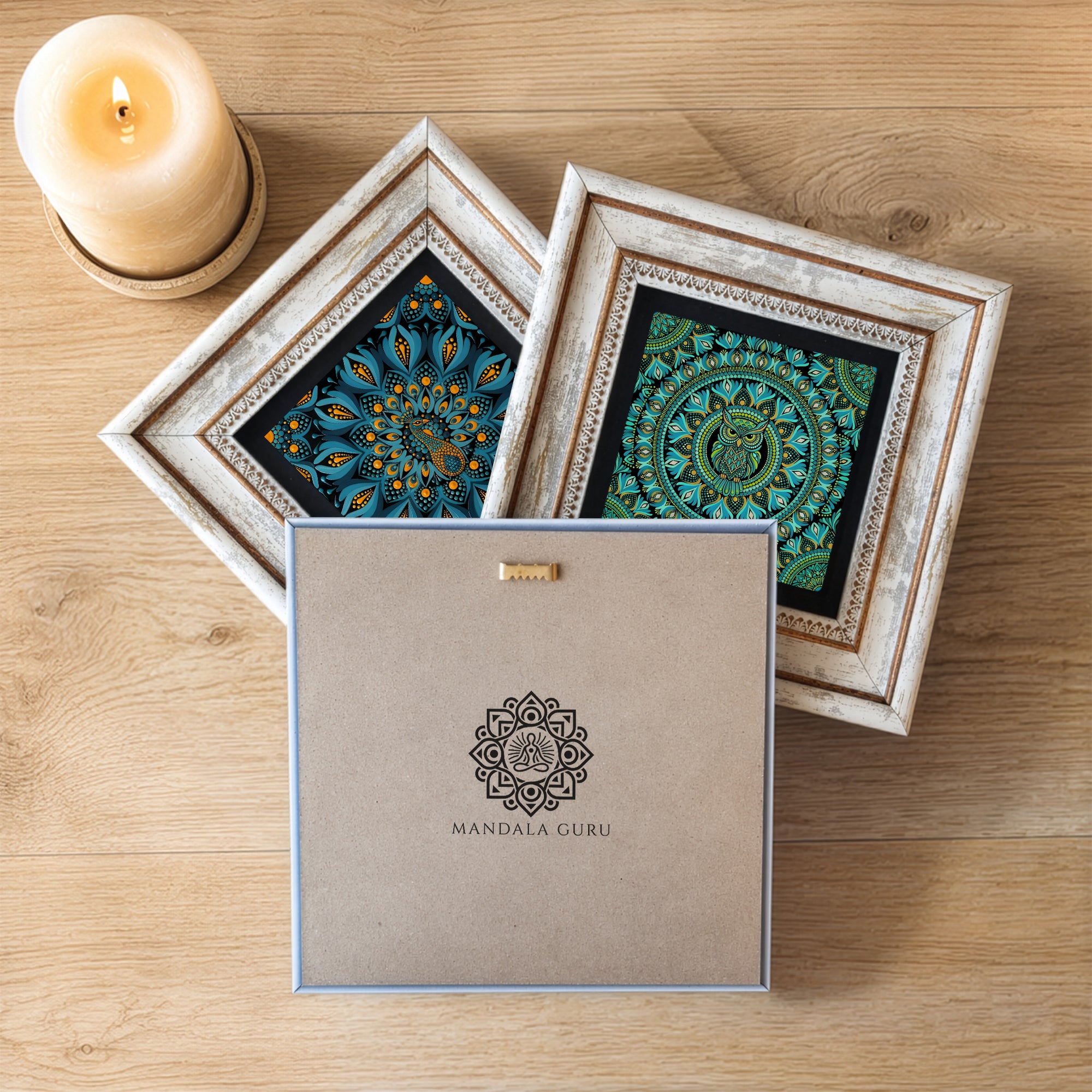 Owl Elephant Peacock Mandala Trio Wall Art