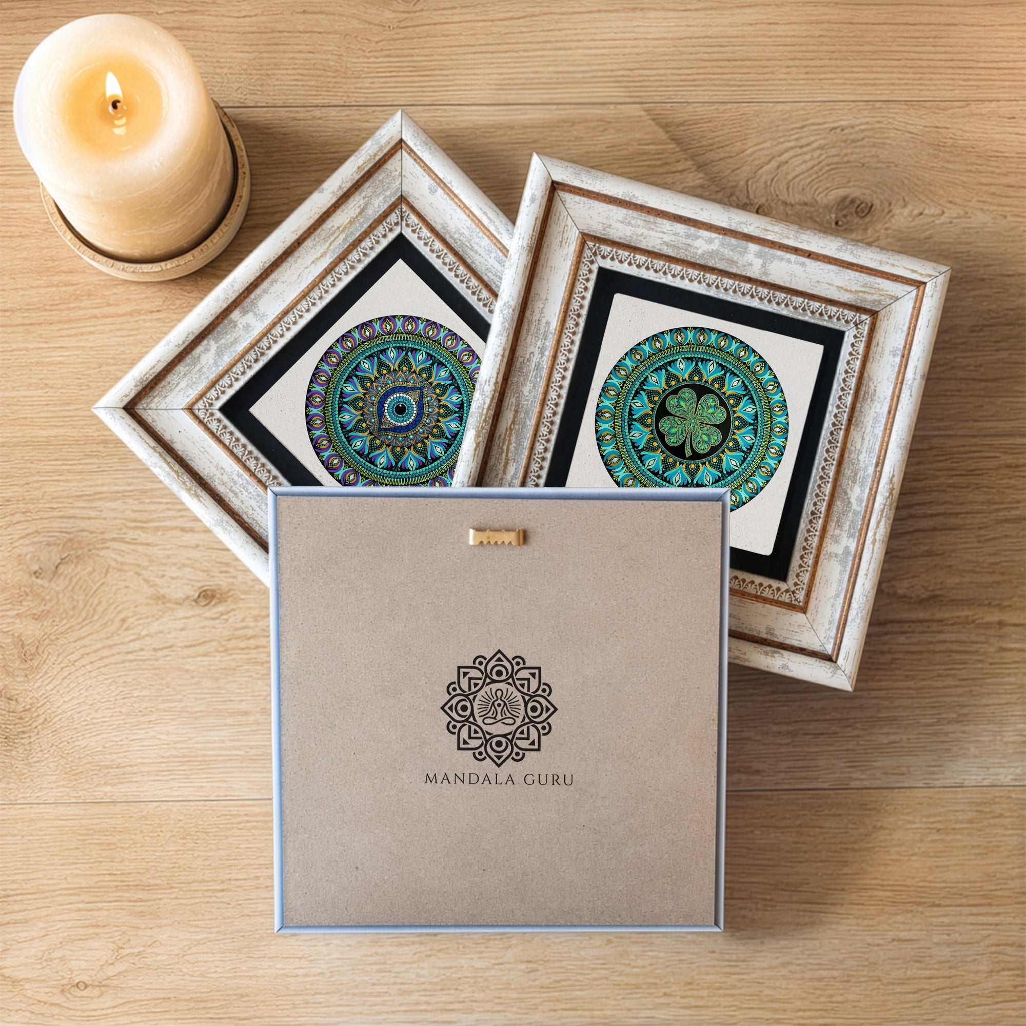 Peacock, Evil Eye &amp; Blue Mandala Trio Wall Art