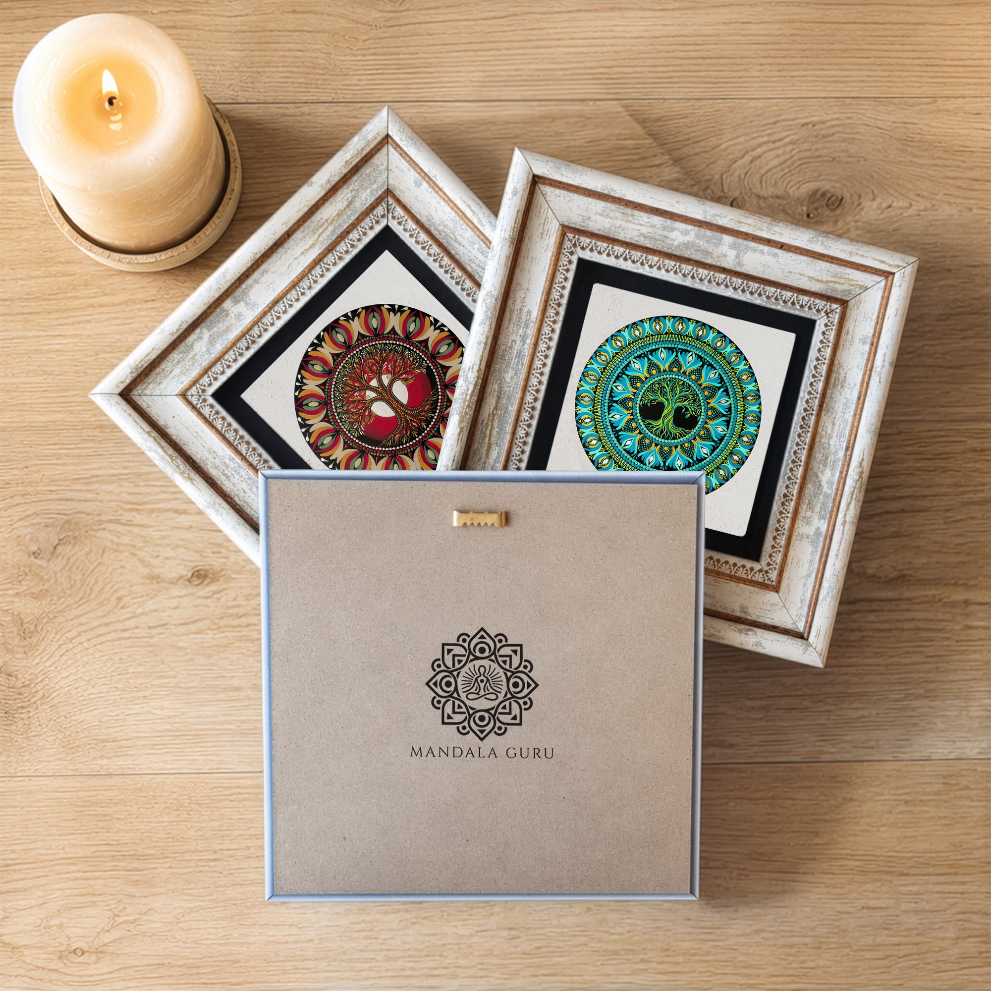 Colourful Tree of Life Mandala Trio Wall Art